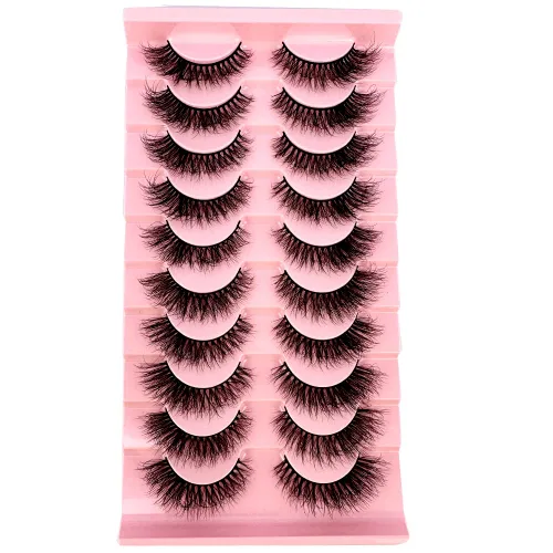Vista 35 de Nuevas 10 Pares de Pestañas de Visón 3D Pestañas Postizas Hechas a Mano Pestañas Largas Esponjosas y Voluminosas Naturales Herramientas