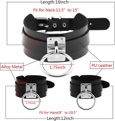 Vista 7 de Tosmifairy Gargantilla de collar y pulseras góticas para mujeres hombres y niñas accesorios de punk rock joyería de cosplay 3 piezas Cuero sintético