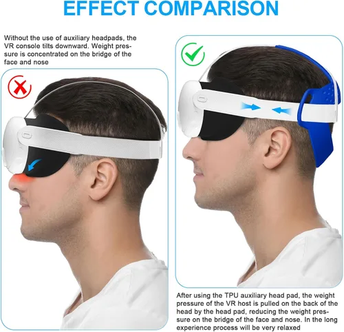 Vista 7 de VR Head Strap Pad for Quest 3 Headset Accessories, TPU Head Strap Cushion for Quest 3 Head Strap, Bracket for The Back of The Head Headstrap (Blue)