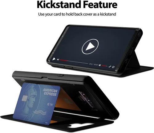 Vista 7 de GOOSPERY Funda tipo cartera para Galaxy Note 9 con tarjetero, funda protectora de doble capa para teléfono (negro)