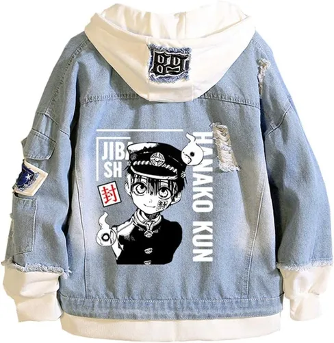 Vista 2 de Tokisaki Aseo-Bound Hanako kun Nene Yashiro Disfraz Amane Chaqueta con capucha Cosplay Hombres Trucker Chaqueta Mujer Chaqueta Denim Chaqueta