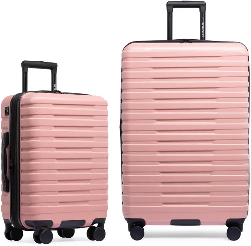 Vista 20 de U.S. Traveler Boren - Maleta de viaje extensible rígida con 8 ruedas giratorias, color negro, juego de 2 piezas