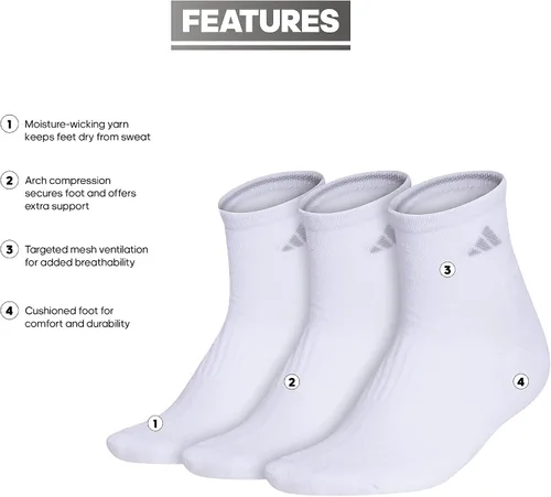 Vista 2 de adidas Calcetines acolchados para mujer (3 pares) con compresión de arco