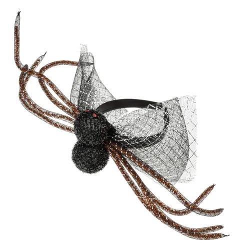 Vista 3 de Merroyal Diadema de telaraña del Día de los Muertos disfraz de Halloween negro dorado
