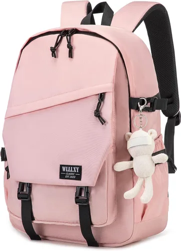 Vista 7 de Caoroky knight Mochila para portátil universitaria para hombres y mujeres, mochila grande para libros, ligera, mochila de viaje y día a día, Negro