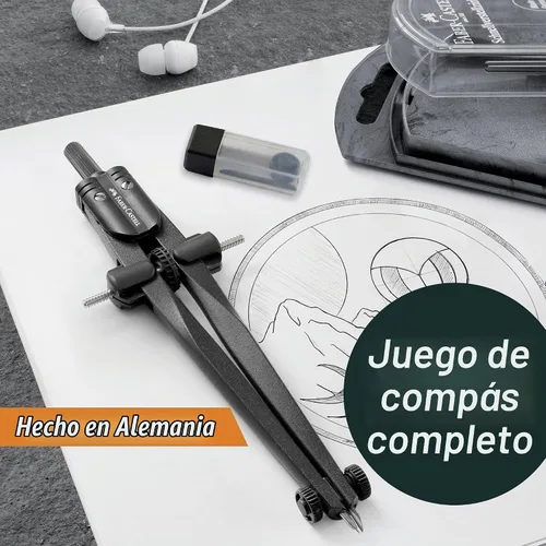 Vista 3 de Faber-Castell Brújula de ajuste rápido, piedra negra para geometría