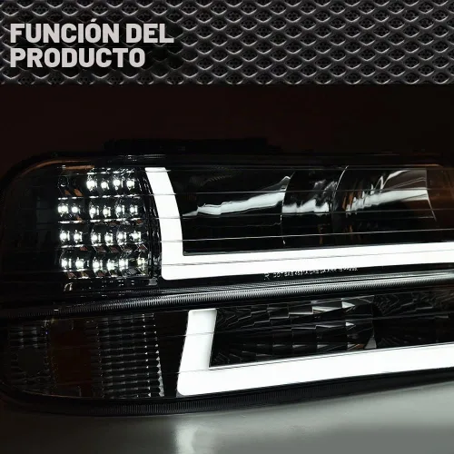 Vista 7 de Conjunto de faros LED CNNELL compatible con Chevy Silverado 1999-2002/Suburban Tahoe 2000-2006, carcasa cromada con lente transparente, reflector