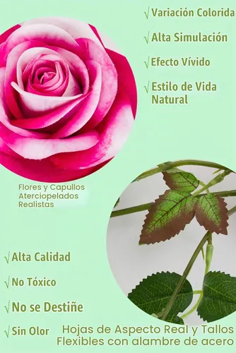 Vista 3 de Guirnalda de rosas artificiales de 6 pies de largo, enredadera aterciopelada para arco de boda, telón de fondo, decoración del hogar, corona (fucsia)