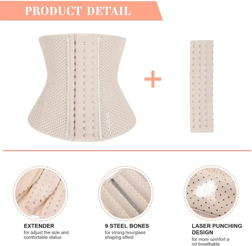 Vista 4 de FeelinGirl Entrenador de cintura para mujer, faja moldeadora de cintura con control de abdomen, corsé moldeador de cintura de reloj de arena