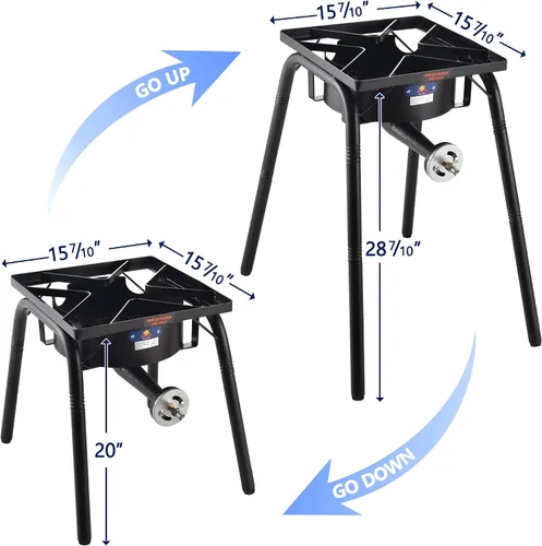Vista 6 de ARC 200,000BTU Estufa de Propano Portátil para Exteriores, Quemador de Campamento de Propano, con Patas Removibles, Ideal para Woks, Sarténes y Ollas
