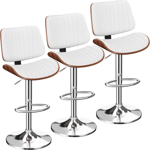 Vista 21 de YaFiti Taburetes de bar ajustables, modernas sillas giratorias de piel sintética con respaldo, taburetes de isla de cocina sin brazos, color negro