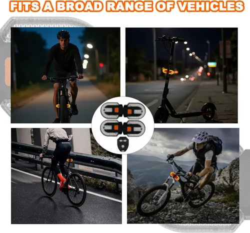 Vista 6 de Luz trasera para bicicleta con señal de giro, luz trasera para bicicleta, control remoto, recargable por USB, 5 modos, impermeable, se puede montar