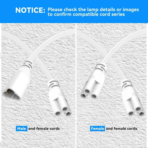 Vista 6 de SHOPLED Cables de extensión de 4 pies para luces LED T5 T8, cable de conexión macho a hembra de 3.9 ft para luces LED de tubo integrado enlazable