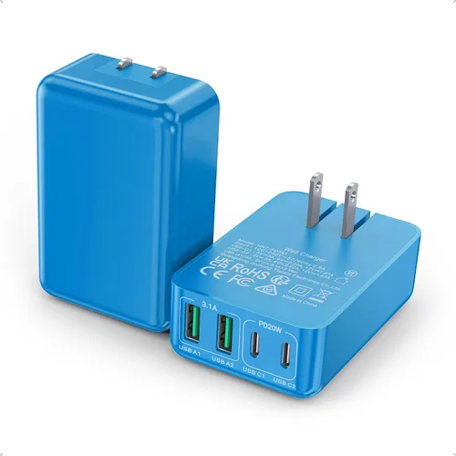 Vista 15 de [Paquete de 2] Cargador de pared plano multipuerto USB-C de 40 W, bloque