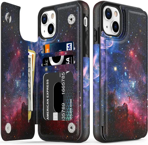 Vista 188 de LETO para iPhone 15 Pro Funda tipo cartera - Tapa tipo folio con patada - Diseños de moda - Tarjetero - Funda protectora para mujeres y niñas - 6.1