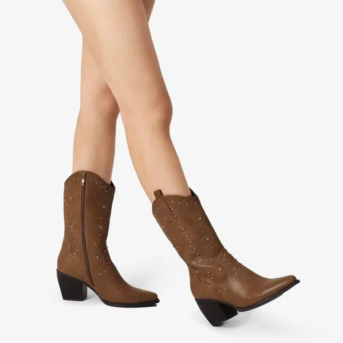 Vista 6 de DREAM PAIRS Women's Western Cowboy boots Mid Calf Cowgirl boot Pull-on