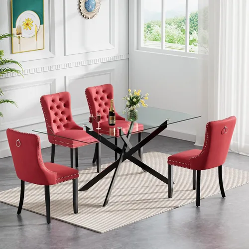 Vista 108 de Juego de mesa de comedor de cristal plateado moderno de 47 pulgadas para 2, juego de mesa de comedor de cocina redonda de 3 piezas con patas