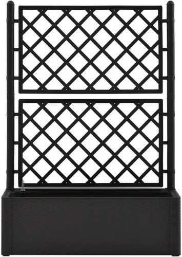 Vista 3 de Cama elevada de jardín con enrejado y sistema de riego automático, antracita, cama de jardín elevada, soporte de maceta elevado con estantes