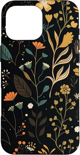 Vista 19 de Floral Aesthetic Simple Boho Modern Botanical Flowers Black Case for iPhone 17