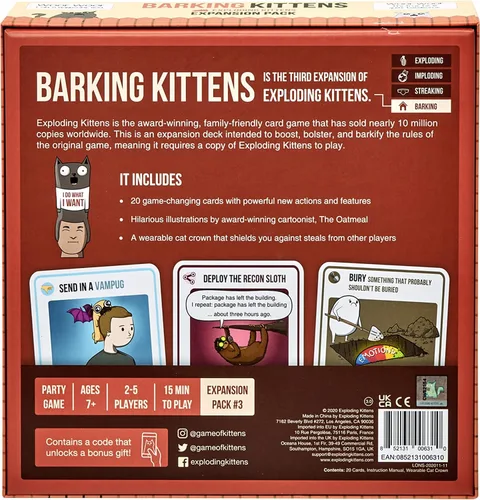 Vista 6 de Juego de expansión Barking Kittens, un juego de cartas de ruleta rusa para adultos, adolescentes y niños, juegos de fiesta fáciles para la familia