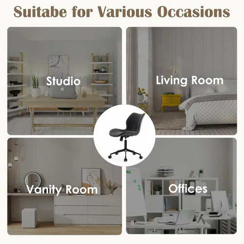 Vista 9 de YOUNUOKE Silla de escritorio sin brazos con ruedas, sillas modernas de Negro