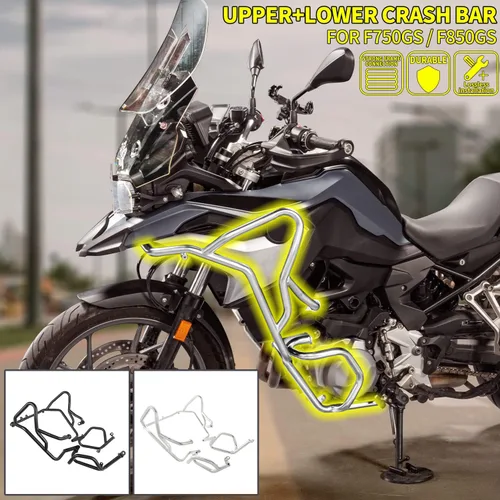 Vista 6 de Barra de choque de acero inoxidable para motocicleta y carretera, protección contra caídas compatible con B.M.W F750GS F-750-GS F850GS F-850-GS F