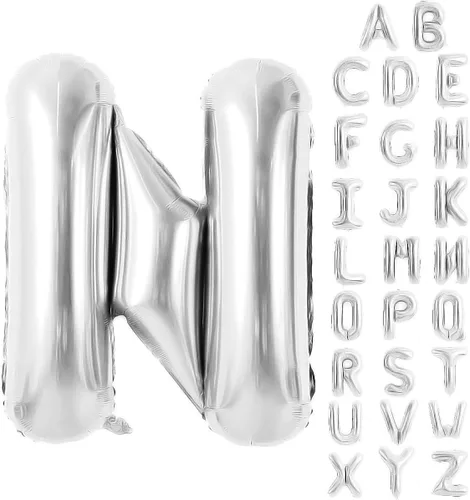 Vista 101 de Globos de letras azules de 40 pulgadas, globo grande del alfabeto de aluminio de Mylar para decoración de cumpleaños, boda, aniversario, graduación