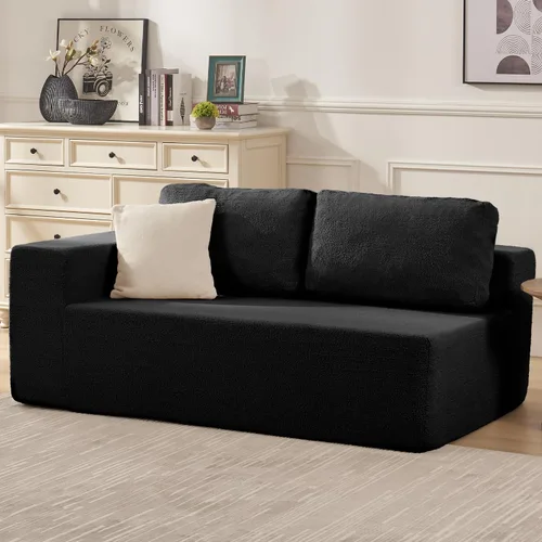 Vista 55 de Furnify Sofá modular tapizado de espuma de 30", Sofá de piso tapizado con almohada, Silla puf para dormitorio y sala de estar, No requiere