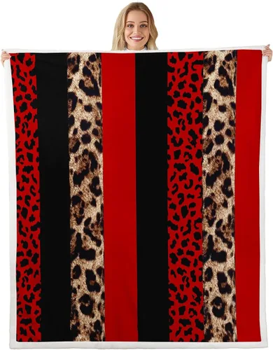 Vista 14 de Homewish Abstract Leopard Kids Throw Blanket,Cheetah Skin Wild Animals Bed Blanket for Girls Boys Women,Geometric Stripes Fashion Fleece