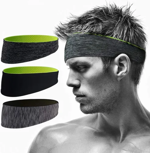 Vista 3 de Zollen Diademas para hombre paquete de 3 bandas para el sudor y diadema deportiva para hombres para correr entrenamiento cruzado raquetbol