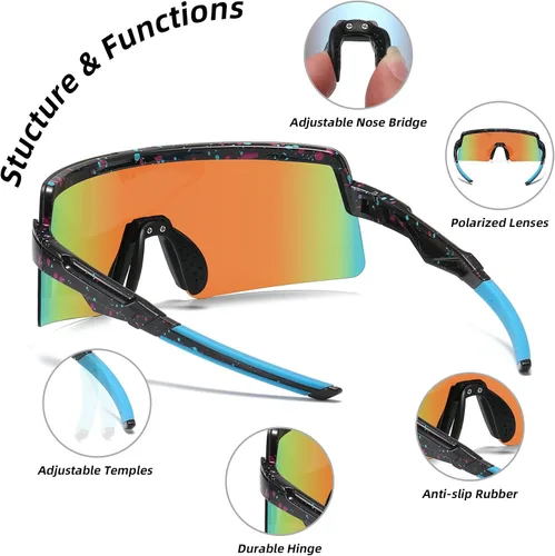 Vista 6 de OMEKOL Dos tamaños para adultos y jóvenes, lentes de sol polarizados para hombres y mujeres, para deportes al aire libre, gafas de béisbol UV400