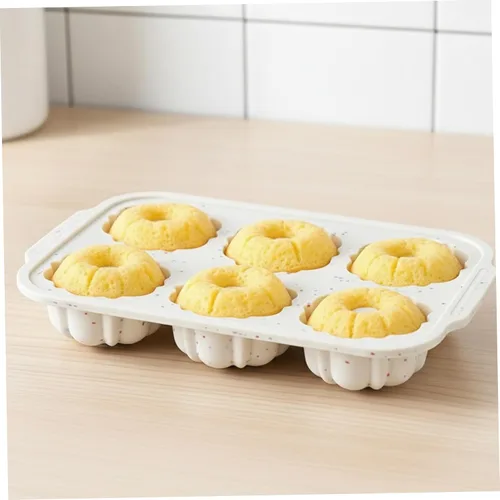Vista 3 de Moldes de gelatina de silicona, 3 moldes de silicona para gelatina, 6 cavidades, antiadherentes para hornear donas, pasteles, brownies, mousse, molde
