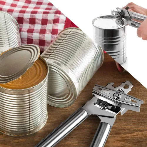 Vista 6 de Abrelatas manual, abrelatas de acero inoxidable profesional seguro para alimentos, fácil de usar para Kitchenaid, abrelatas, tarros, abrebotellas