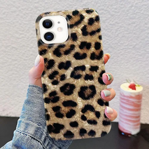 Vista 4 de J.west Funda compatible con iPhone 11, funda para iPhone 11, suave y brillante estampado de leopardo perlado con diseño de animales para mujeres