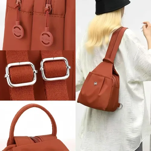 Vista 2 de Bolsa de viaje impermeable de 2 vías, mochila convertible, bolsa de trabajo antirrobo para mujer, 11.8x8.3x5.5 in, Azul, Grande, Minimalista