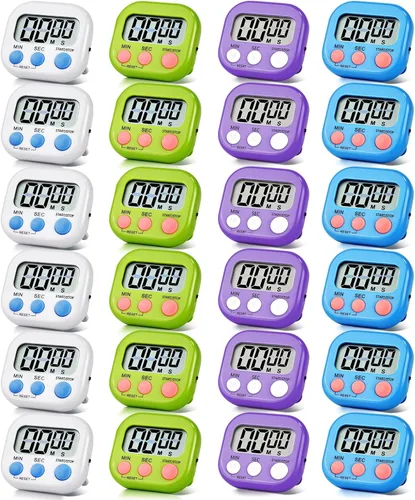 Vista 9 de Paquete de 24 temporizadores digitales de cocina, temporizador digital magnético con pantalla grande, temporizador de cocina con anillo fuerte