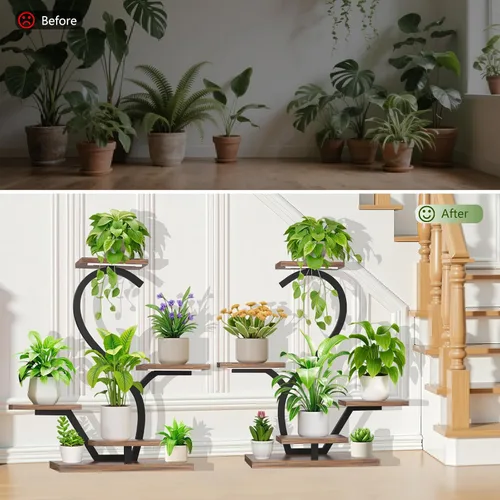 Vista 3 de Soporte para plantas de interior con luces de crecimiento - Estante para plantas de interior de 5 niveles, soporte pequeño de 30" para múltiples