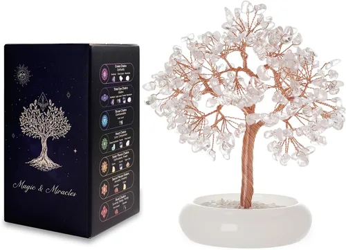 Vista 10 de Árbol bonsái de cristal citrino, escritorio de oficina, decoración de sala de estar, planta de árbol Fengshui de dinero de la suerte, regalos