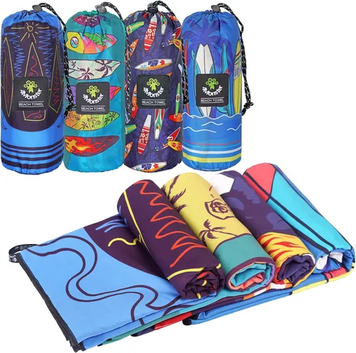Vista 36 de 4Monster Toalla de playa de microfibra de secado rápido, toalla de viaje ligera súper absorbente para nadadores, toalla de camping sin arena 14