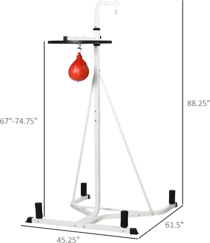 Vista 7 de Soozier Soporte de Bolsa de Boxeo 2 en 1, Soporte de Bolsa de Boxeo de Altura Ajustable con Base Ponderada y Bolsa de Velocidad, Independiente
