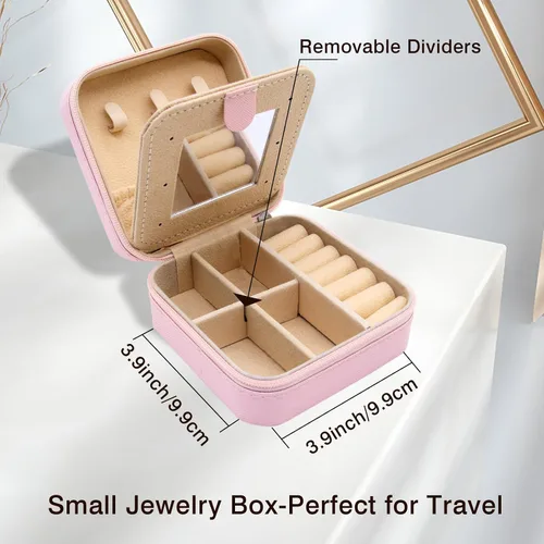 Vista 2 de Tivddikun Joyero de viaje, joyero de viaje personalizado con inicial, mini estuche de viaje para mujer, joyero pequeño para niñas, regalos del día