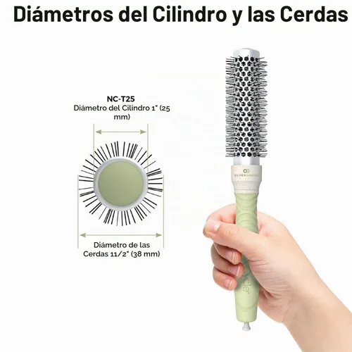 Vista 2 de Olivia Garden NewCycle Round Thermal Hair Brush (not Electrical) with Ceramic Barrel, Ionic Technology and Made from 100% Recycled