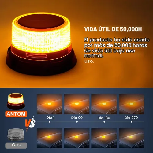 Vista 7 de AnTom Luz estroboscópica solar magnética impermeable LED ámbar luz