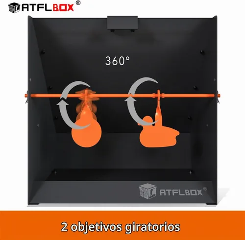 Vista 2 de Atflbox Trampa para Perdigones con Blancos de Papel Bullseye de Salpicaduras de 12''x12'' y Blancos de Tiro Giratorios para Calibre .177 .22
