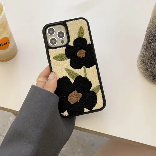 Vista 5 de Funda para teléfono con diseño floral negro compatible con iPhone 12 Pro Max de 6.7 pulgadas 2021, bonito diseño floral femenino, delgado y suave