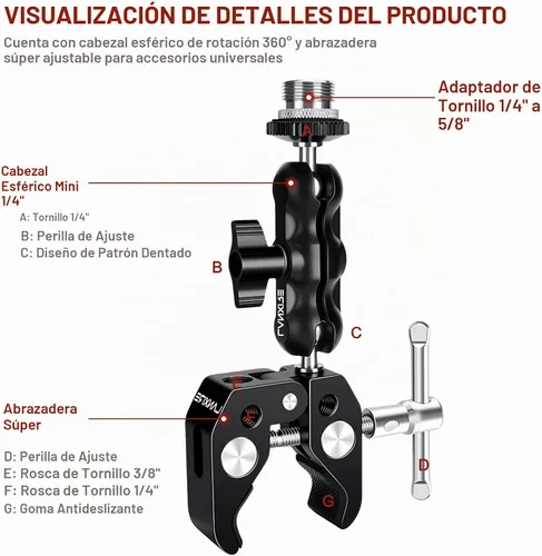 Vista 2 de Abrazadera de micrófono para micrófono con cabeza de bola