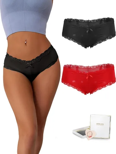 Vista 13 de comeondear Ropa interior atrevida para mujer, con ribete de encaje, bragas
