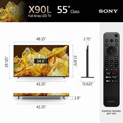 Vista 5 de Sony Serie X90L de TV 4K Ultra HD de 55 pulgadas: BRAVIA XR Full Array LED Smart Google TV con Dolby Vision HDR y características exclusivas