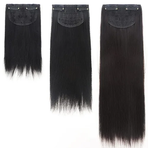 Vista 6 de Extensión de cabello sintético sin costuras con clip para cabello fino para mujeres, 7.9 in, marrón claro