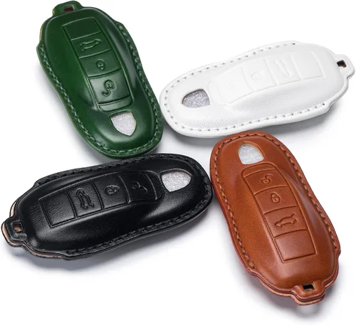 Vista 4 de para Funda de Llavero de Cuero Genuino con Keychain, Protector de Estuche de Llaves de Cuero Compatible con Panamera, 911, Cayenne, Macan